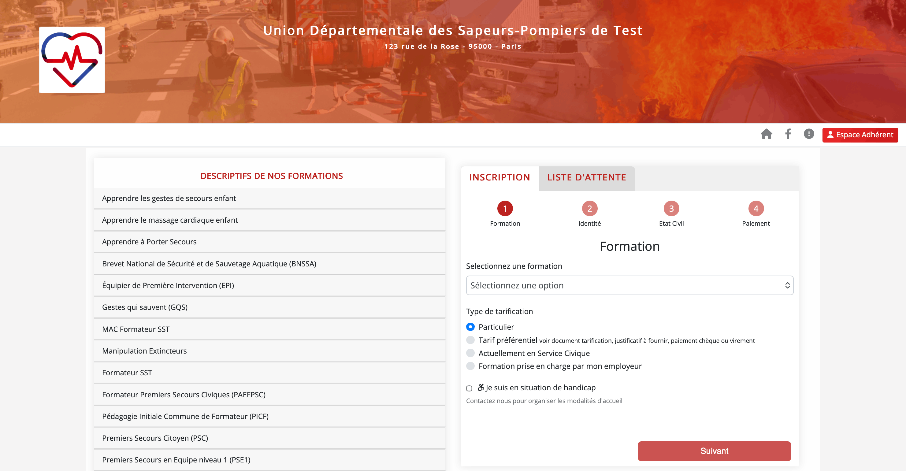 Inscriptions et paiements en ligne